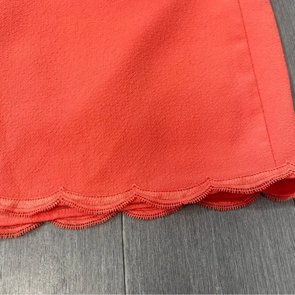 Trina Turk Scalloped Halter Mini Dress Coral Orange Crape Size 12 Spring Summer - Picture 12 of 16